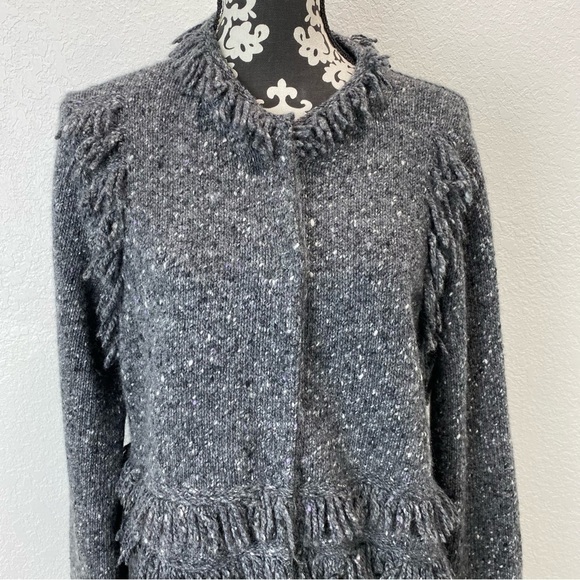 Bruno Manetti Cashmere & Wool Fringe Cardigan Longline Coat - Picture 4 of 16